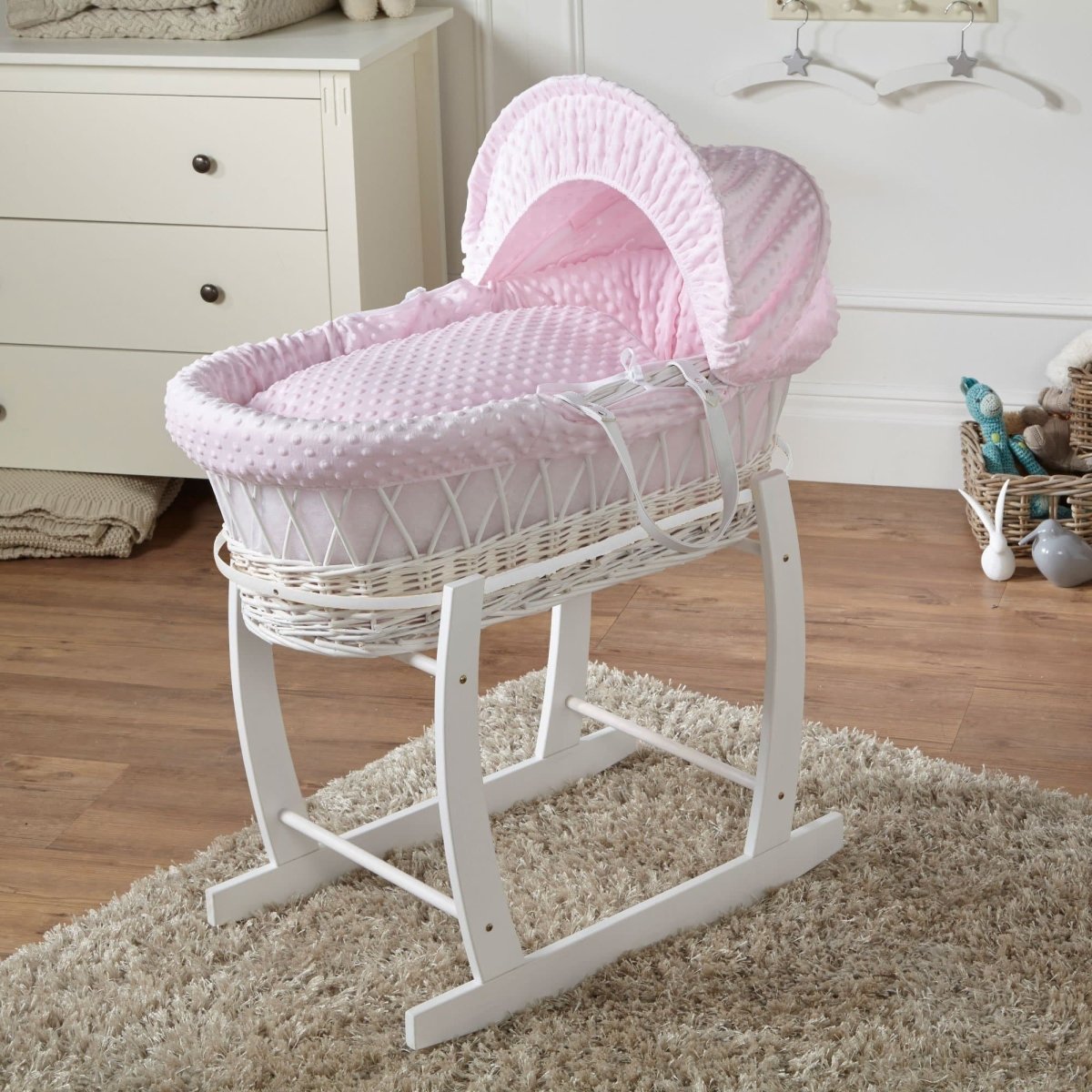 For Your Little One Wicker Moses Basket With Stand and Bedding