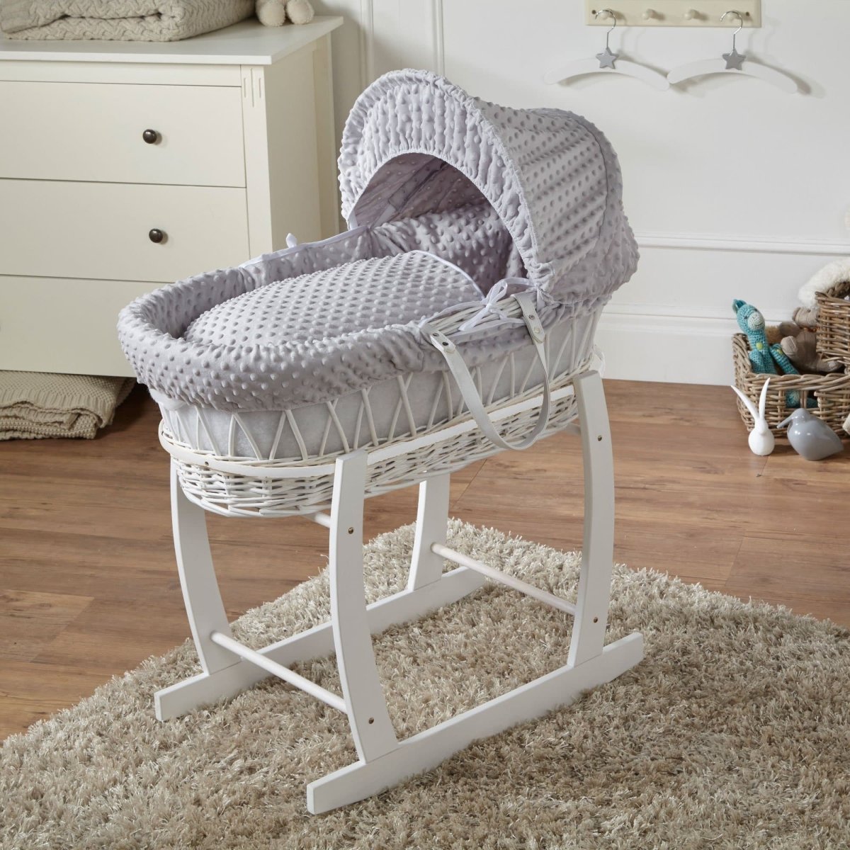 For Your Little One Wicker Moses Basket With Stand and Bedding