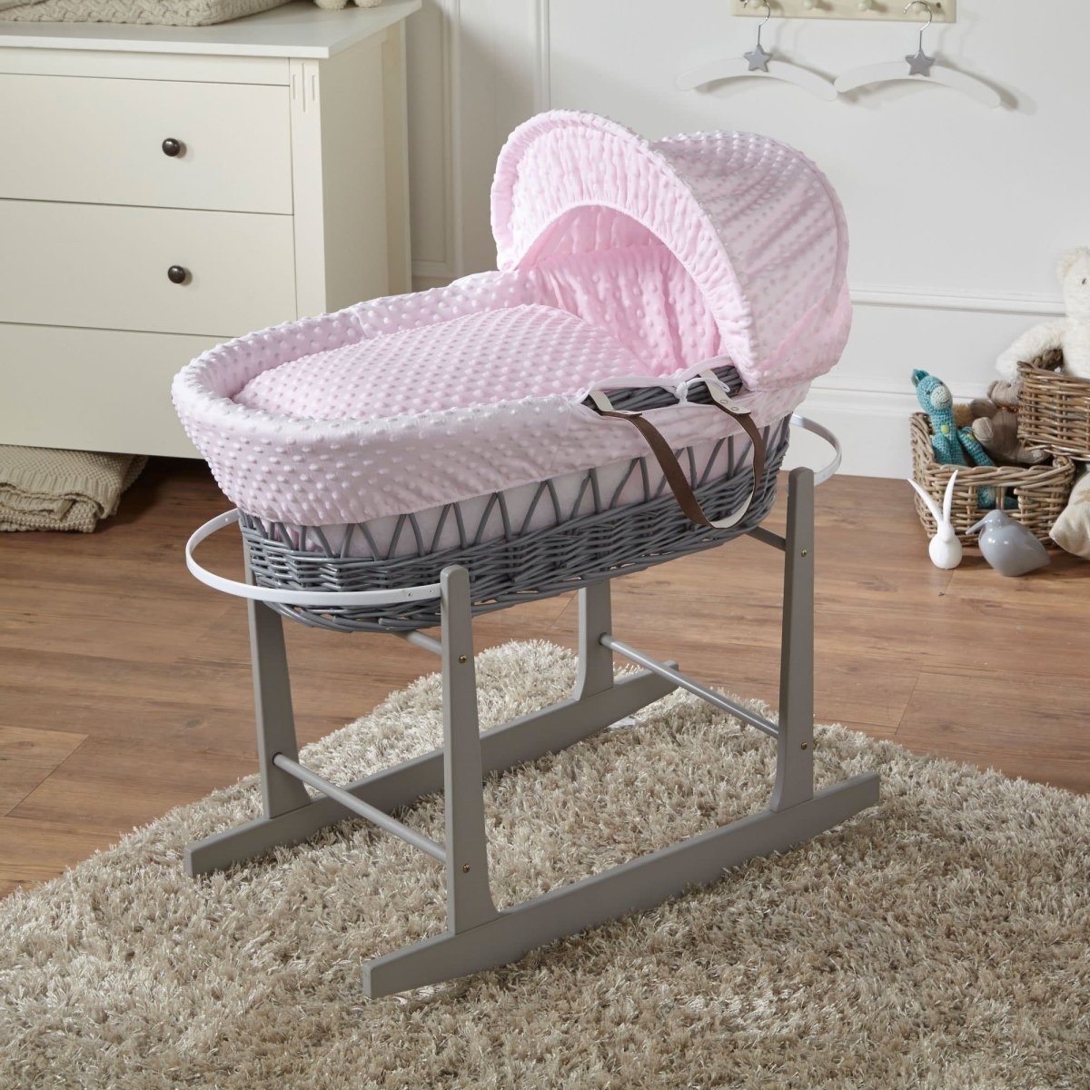 For Your Little One Wicker Moses Basket With Stand and Bedding