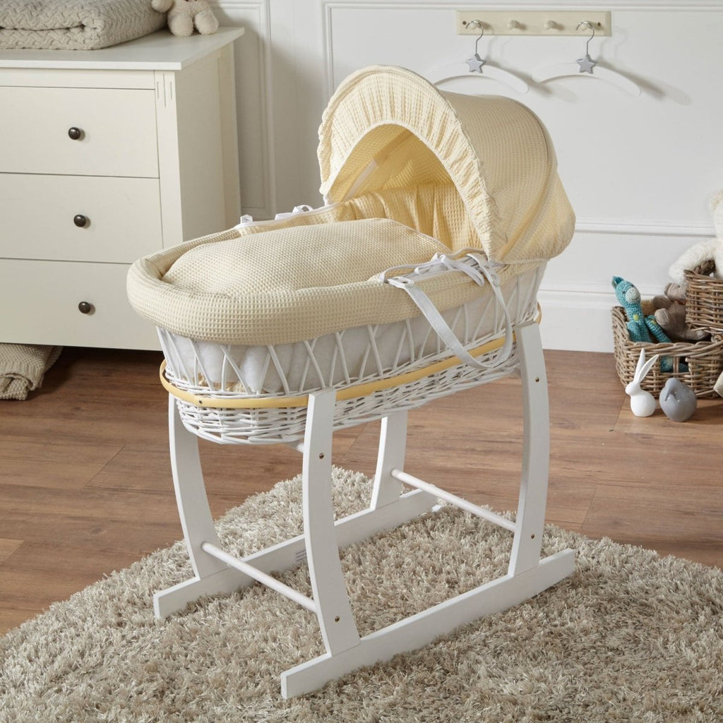 For Your Little One Wicker Moses Basket With Stand and Bedding