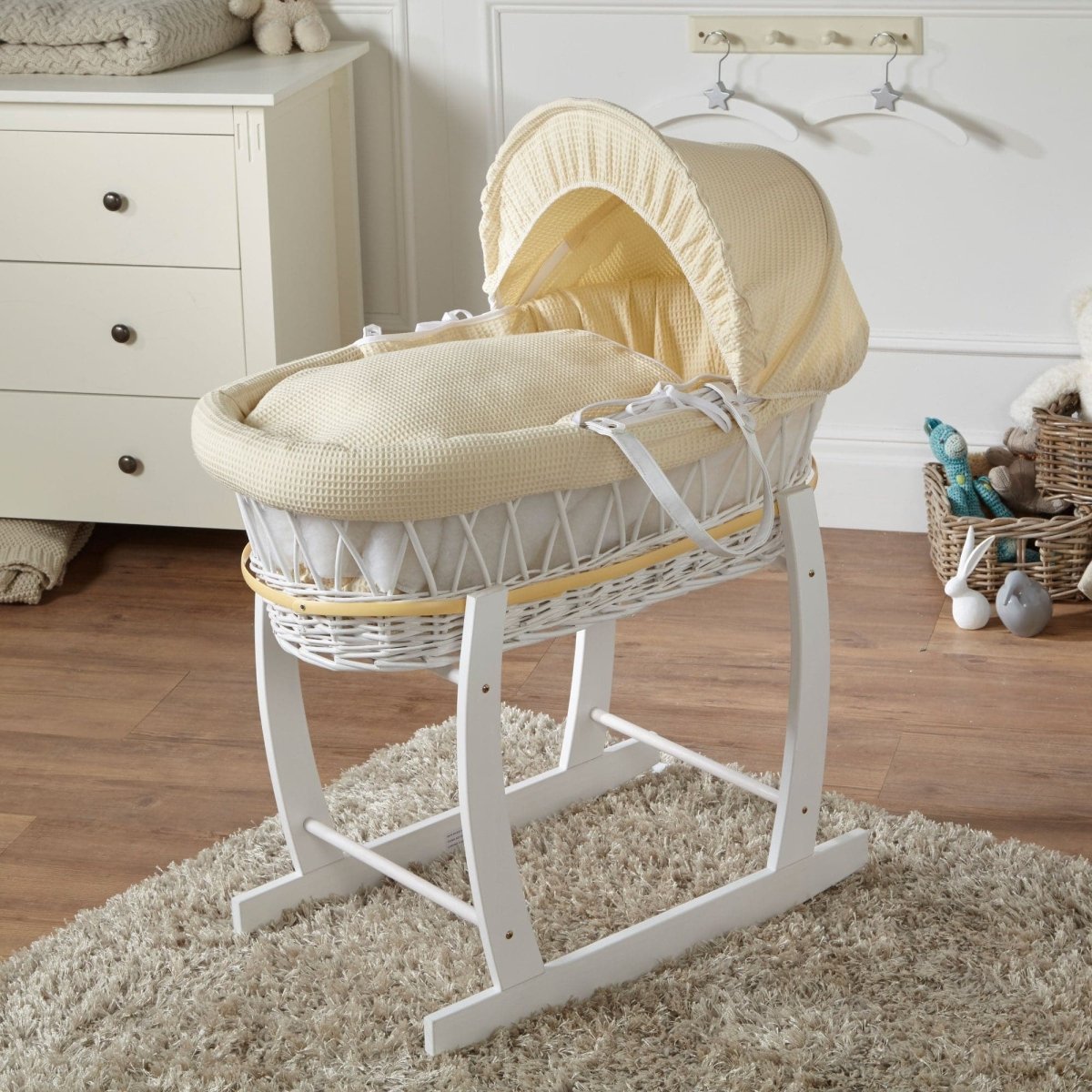 For Your Little One Wicker Moses Basket With Stand and Bedding
