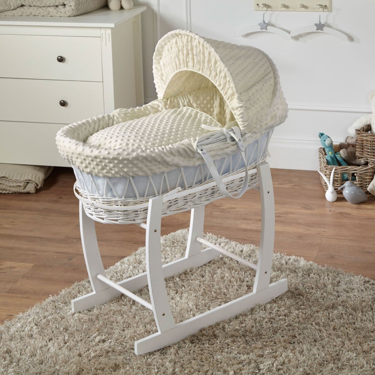 For Your Little One Wicker Moses Basket With Stand and Bedding