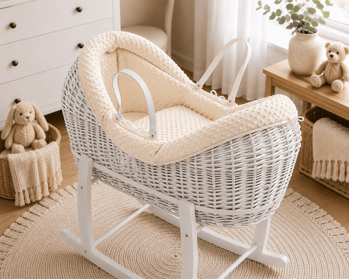 Wicker Deluxe Pod Baby Moses Basket With Stand - Baby&More