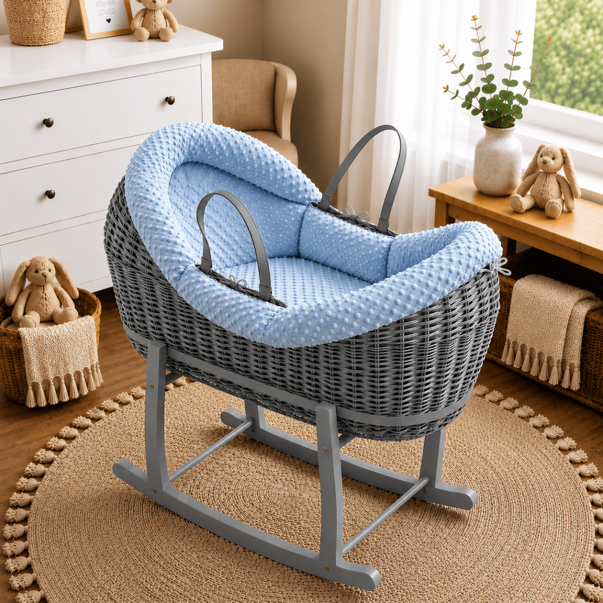 Wicker Deluxe Pod Baby Moses Basket With Stand - Baby&More