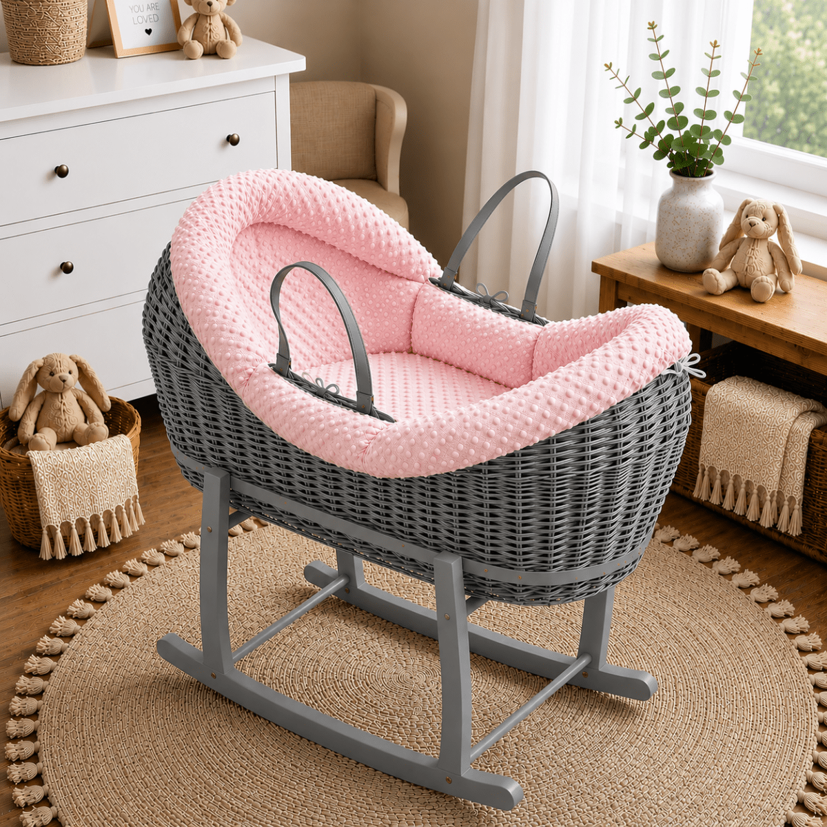 Wicker Deluxe Pod Baby Moses Basket With Stand - Baby&More