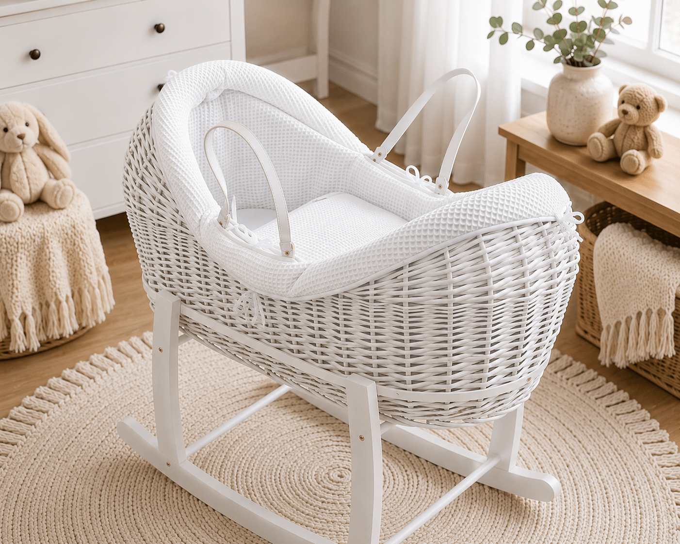 Wicker Deluxe Pod Baby Moses Basket With Stand - Baby&More