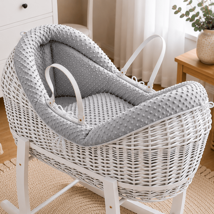 For Your Little One Wicker Pod Baby Deluxe Moses Basket with Bedding Set - No stand included