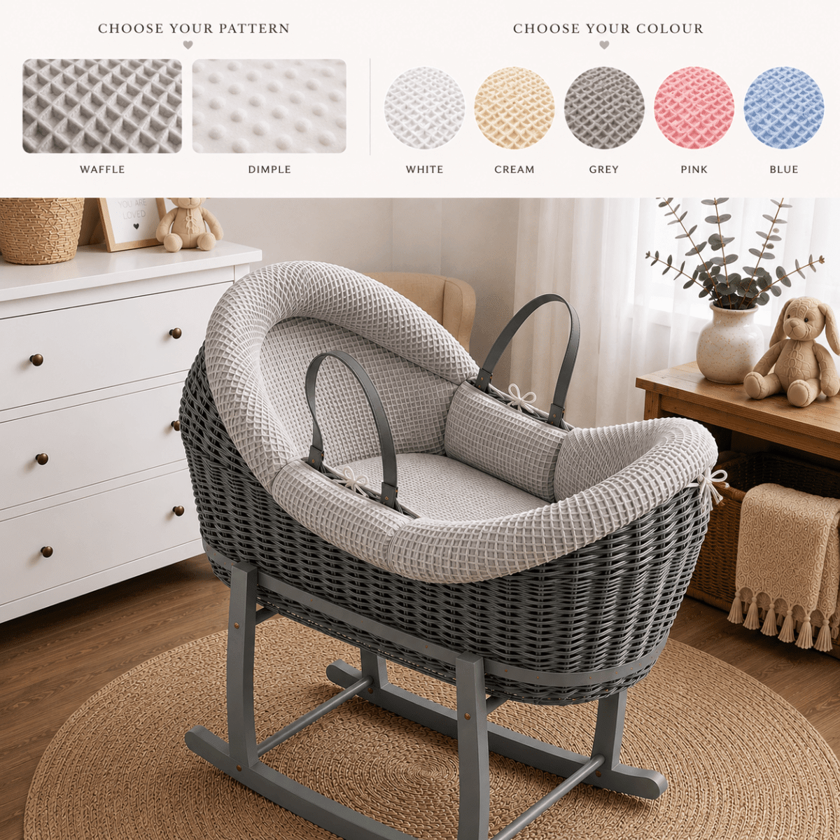 Wicker Deluxe Pod Baby Moses Basket With Stand - Baby&More
