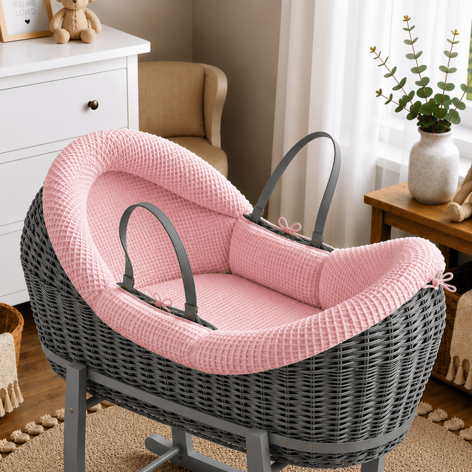 For Your Little One Wicker Pod Baby Deluxe Moses Basket with Bedding Set - No stand included