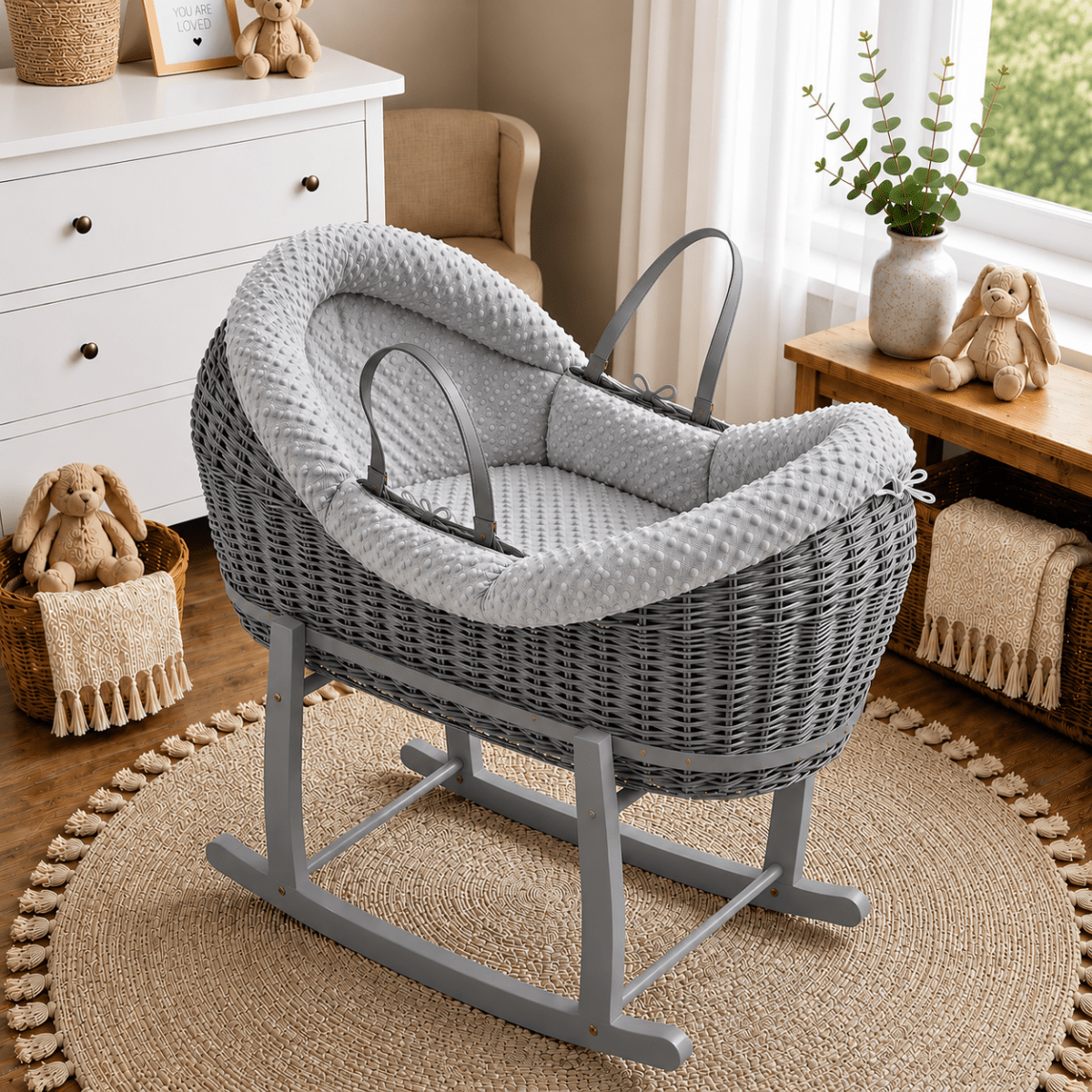 Wicker Deluxe Pod Baby Moses Basket With Stand - Baby&More