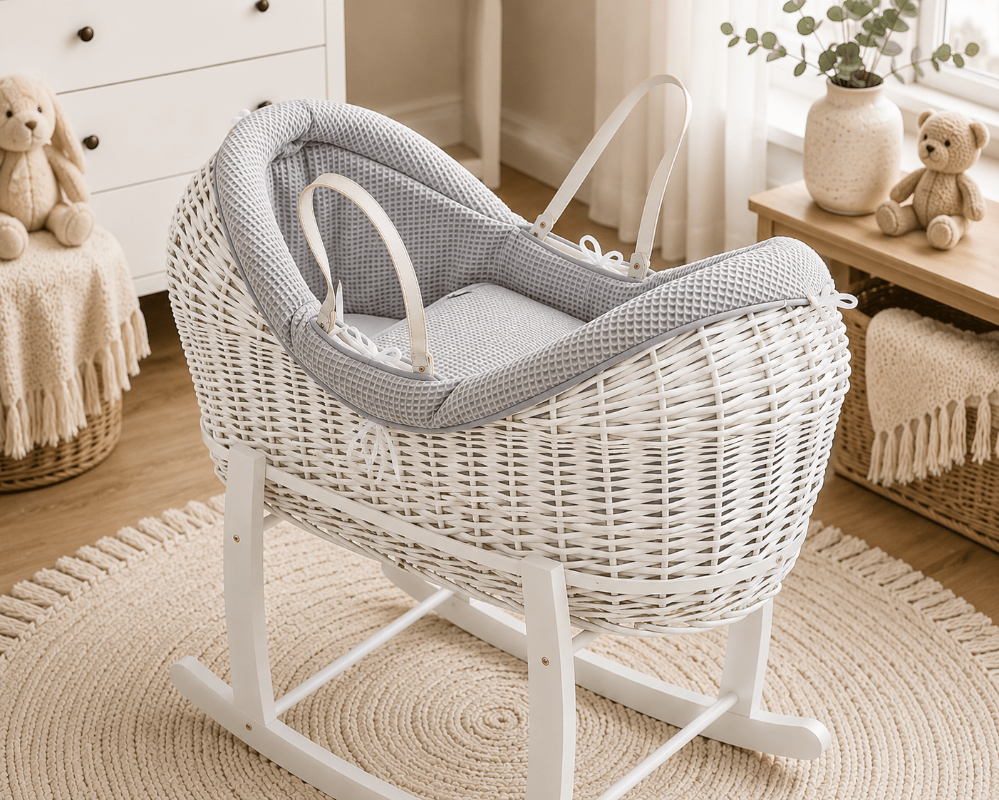 Wicker Deluxe Pod Baby Moses Basket With Stand - Baby&More