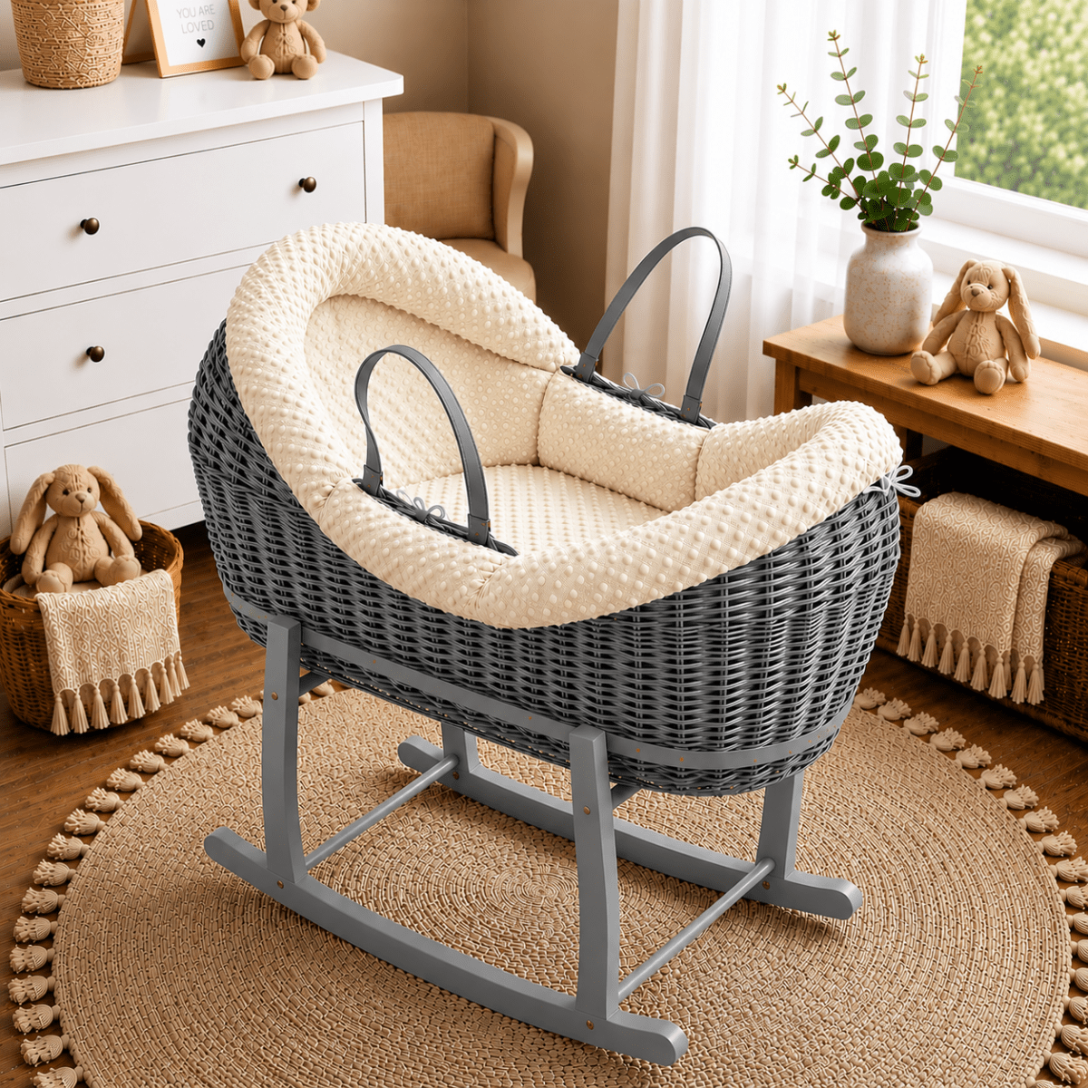 Wicker Deluxe Pod Baby Moses Basket With Stand - Baby&More