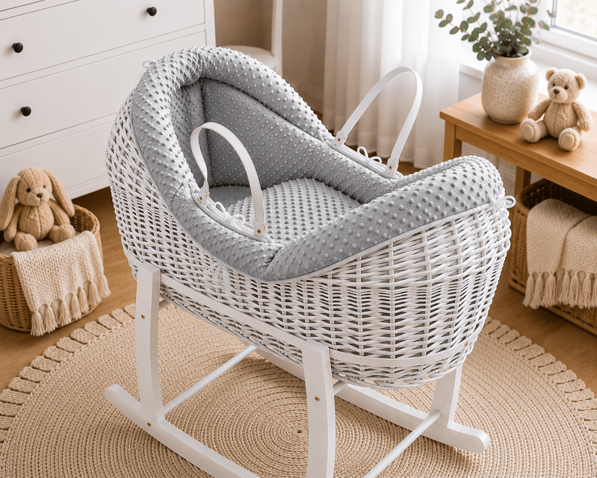 Wicker Deluxe Pod Baby Moses Basket With Stand - Baby&More
