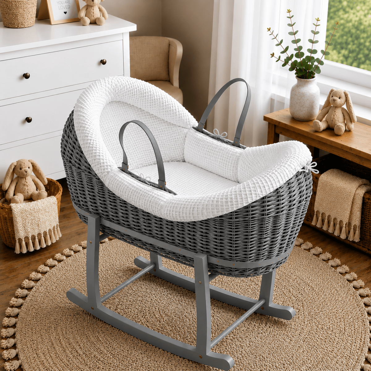 Wicker Deluxe Pod Baby Moses Basket With Stand - Baby&More