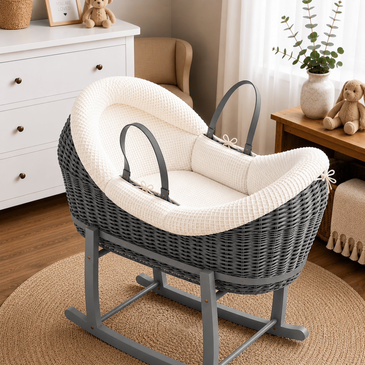 Wicker Deluxe Pod Baby Moses Basket With Stand - Baby&More