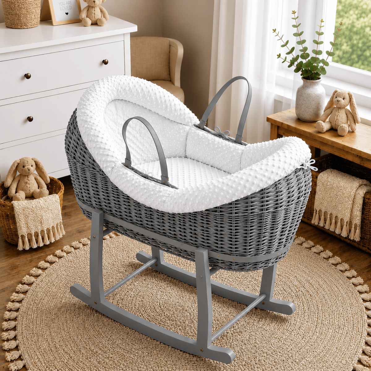 Wicker Deluxe Pod Baby Moses Basket With Stand - Baby&More