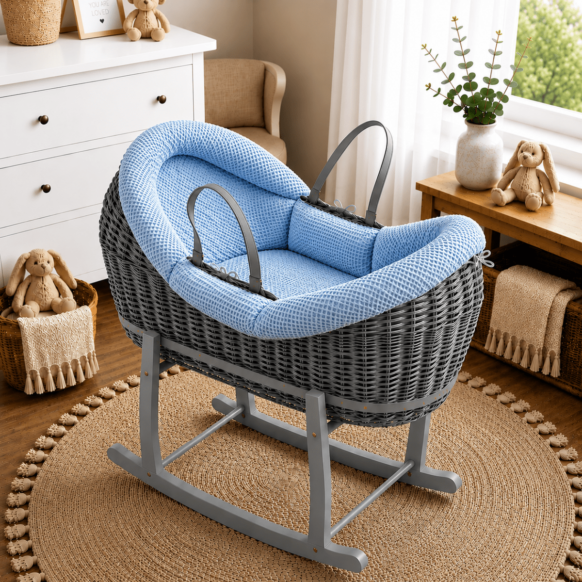 Wicker Deluxe Pod Baby Moses Basket With Stand - Baby&More
