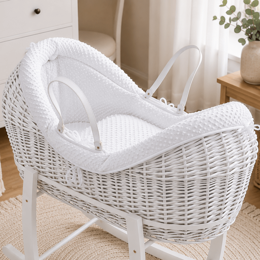 For Your Little One Wicker Pod Baby Deluxe Moses Basket with Bedding Set - No stand included