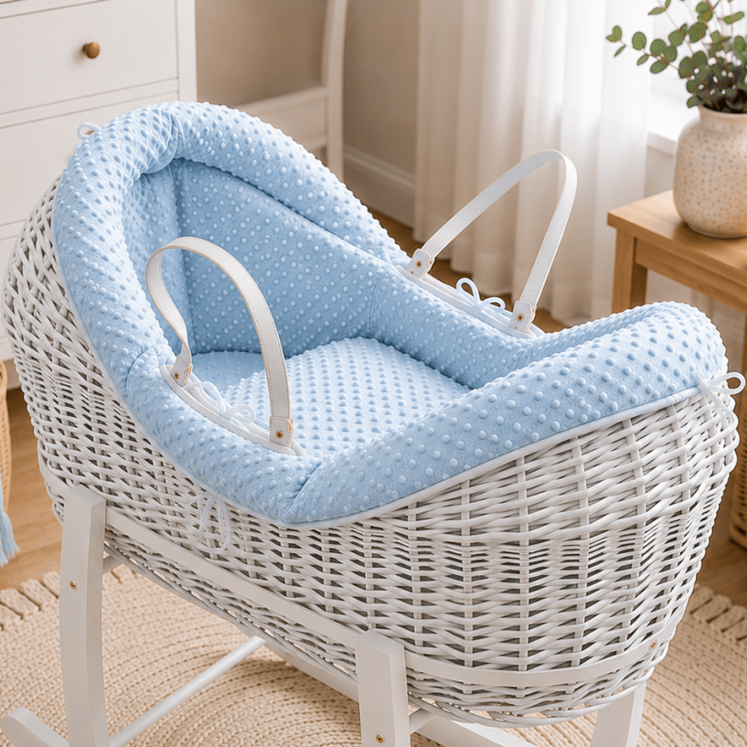 For Your Little One Wicker Pod Baby Deluxe Moses Basket with Bedding Set - No stand included