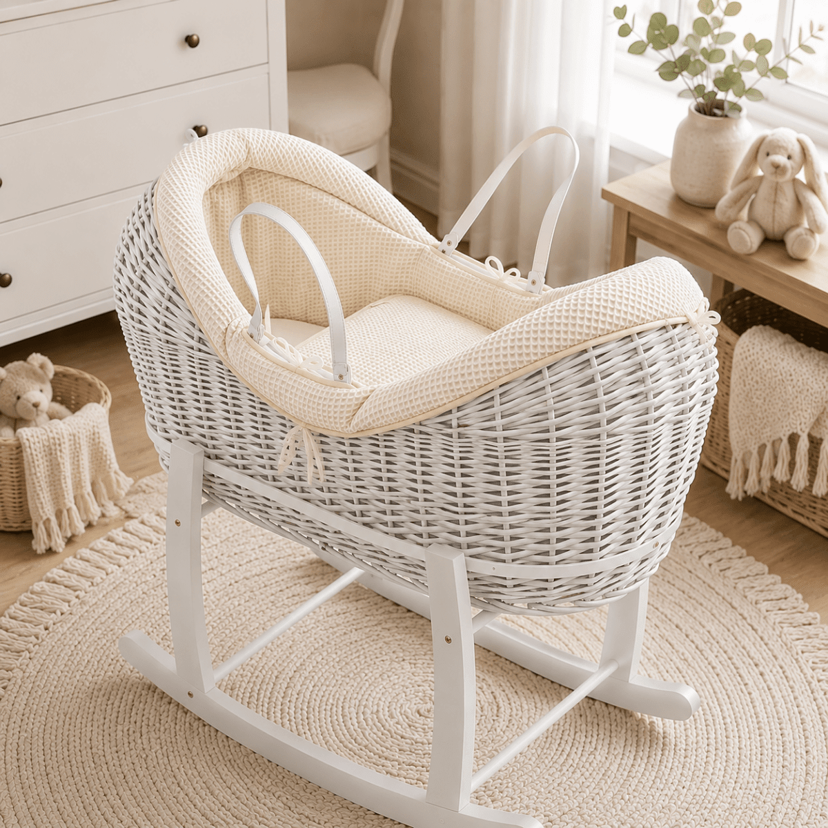 Wicker Deluxe Pod Baby Moses Basket With Stand - Baby&More