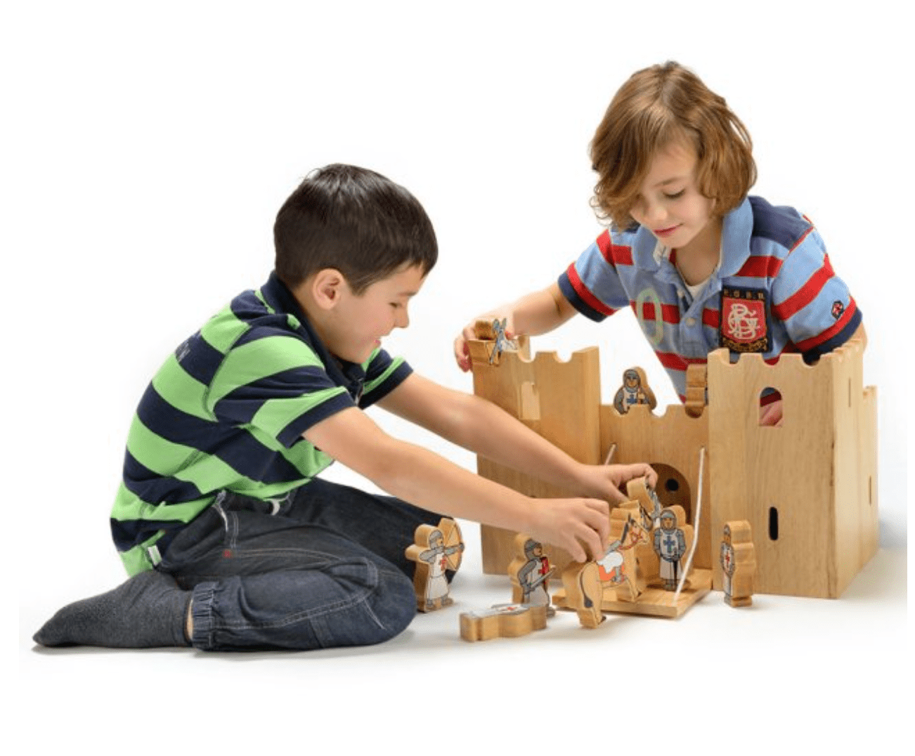 Wooden Castle Playset with 12 Knights - Baby&More