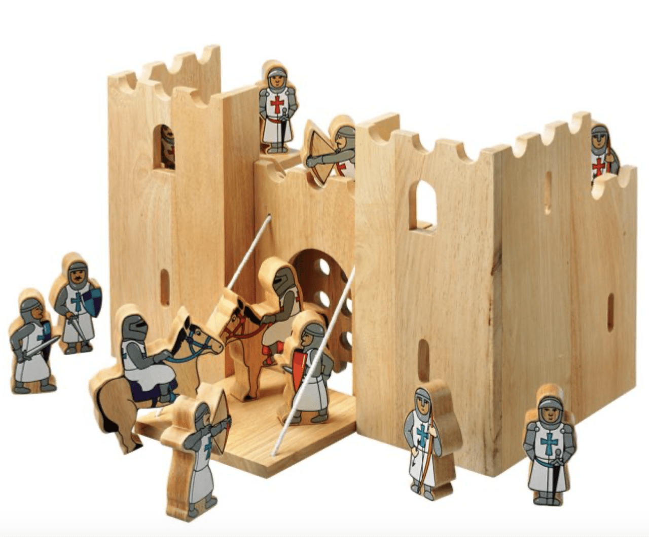 Wooden Castle Playset with 12 Knights - Baby&More
