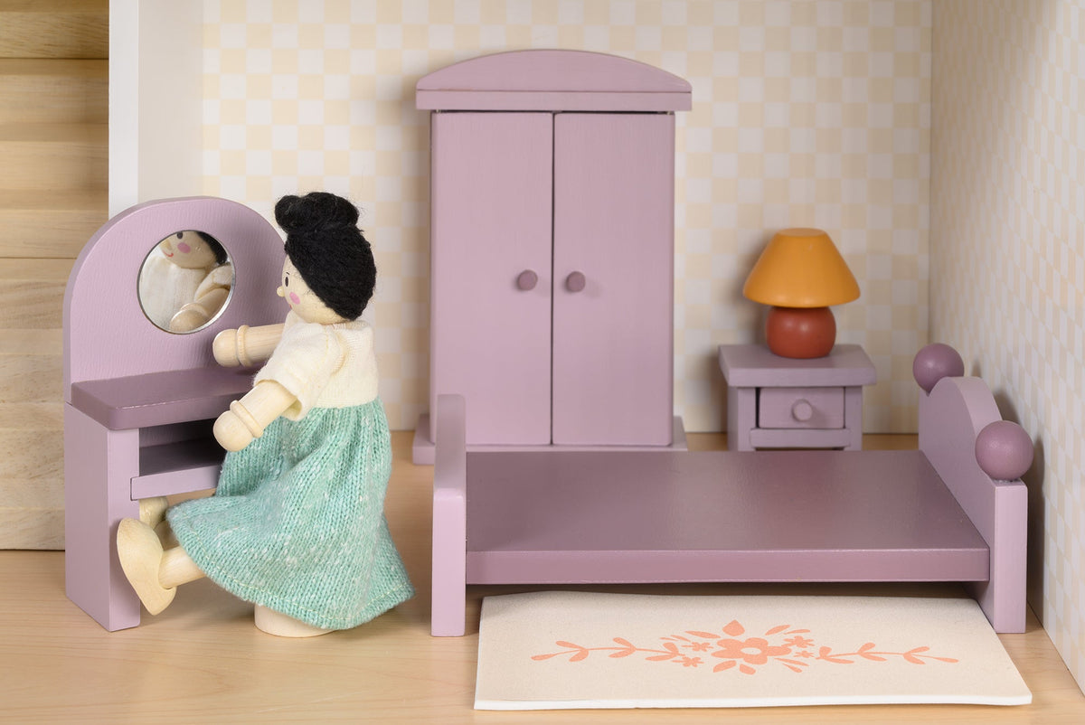 Wooden Dolls House Furniture Set - Bedroom - Baby&More