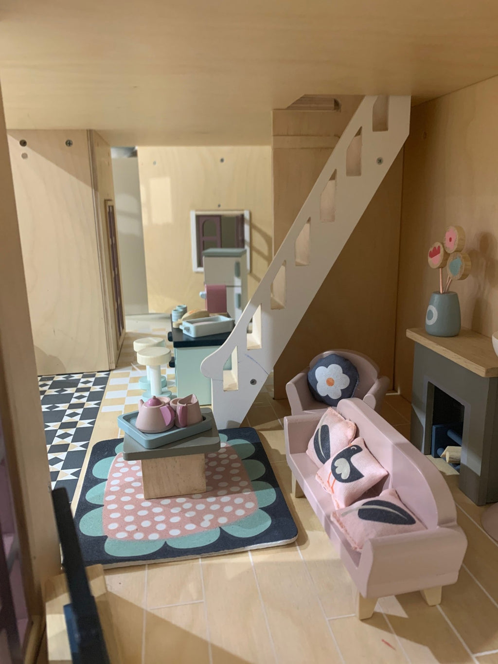 Wooden Dolls House Furniture Set - Sitting Room - Baby&More