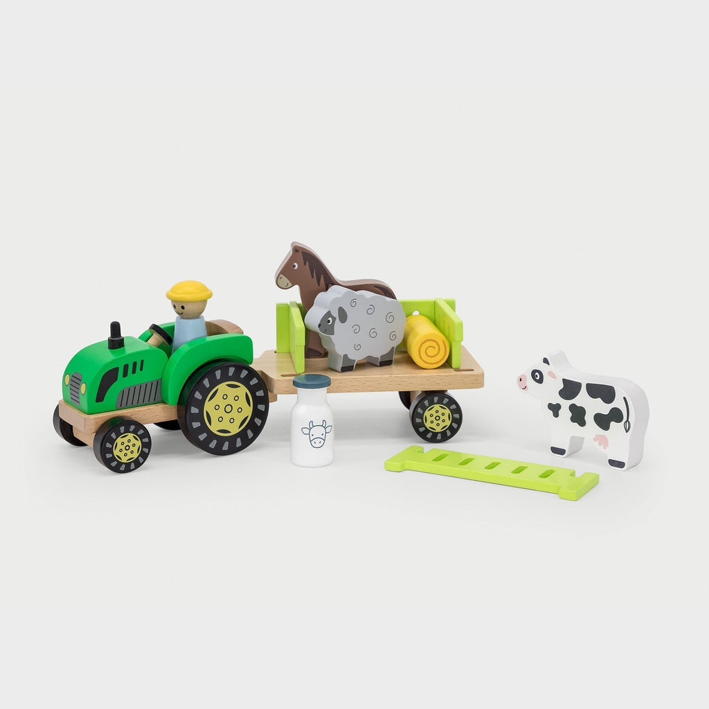 Wooden Farm Tractor with Trailer and Animals - Baby&More