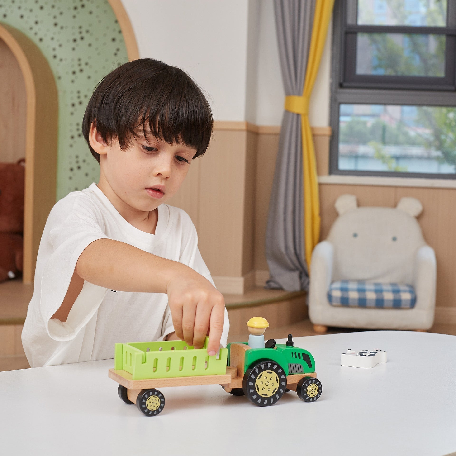Wooden Farm Tractor with Trailer and Animals - Baby&More