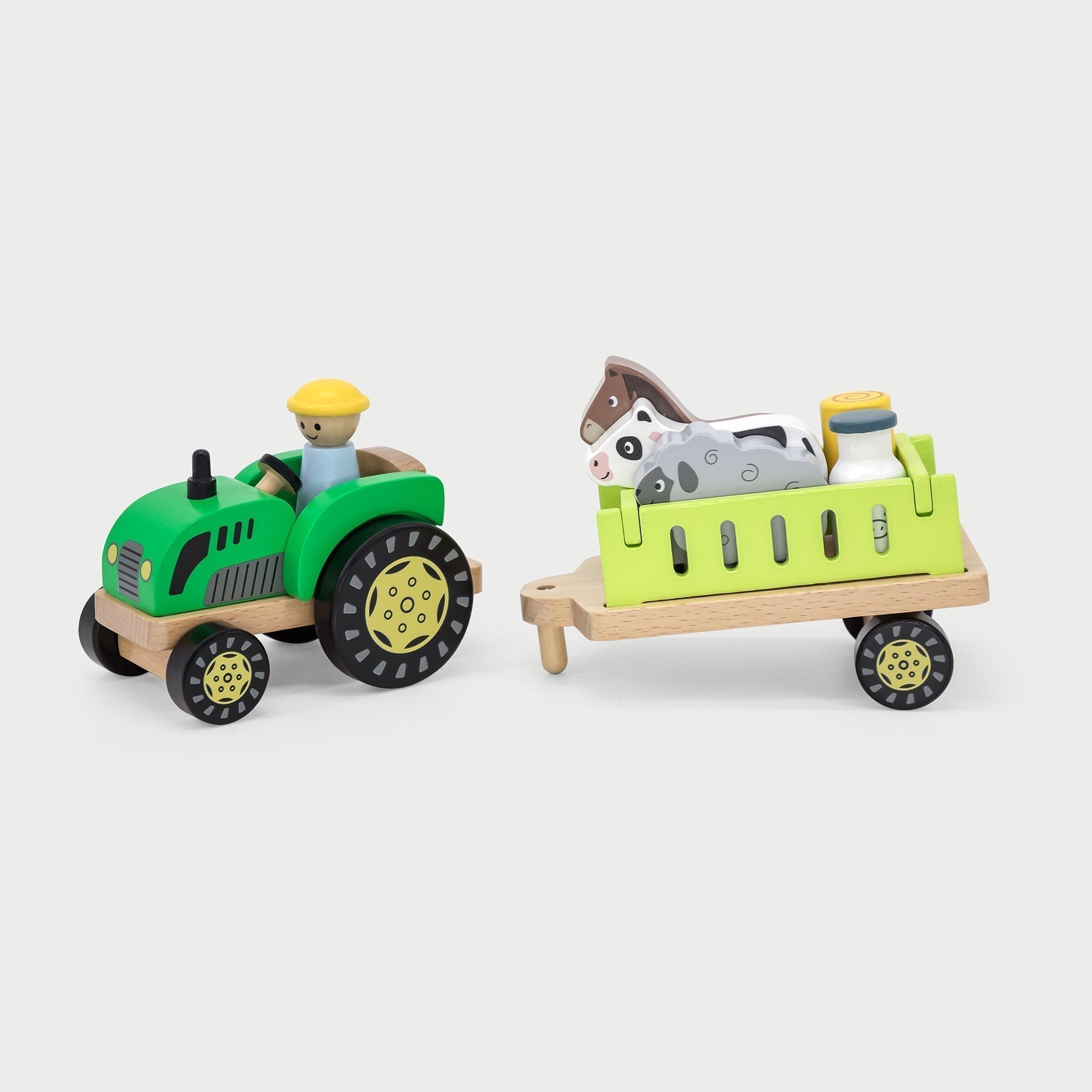 Wooden Farm Tractor with Trailer and Animals - Baby&More