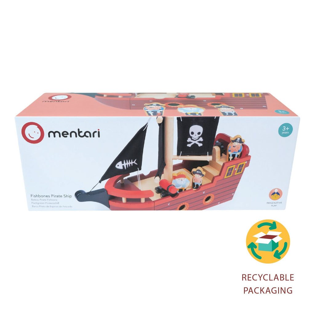 Wooden Fishbones Pirate Ship Playset - Baby&More