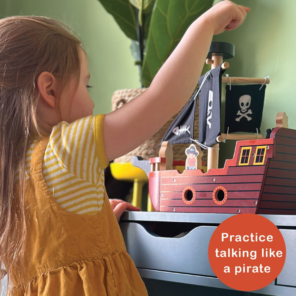 Wooden Fishbones Pirate Ship Playset - Baby&More