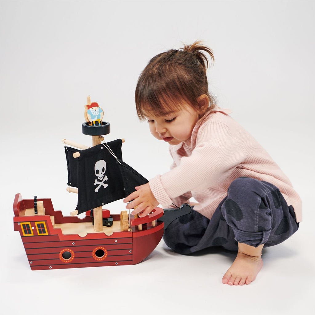 Wooden Fishbones Pirate Ship Playset - Baby&More