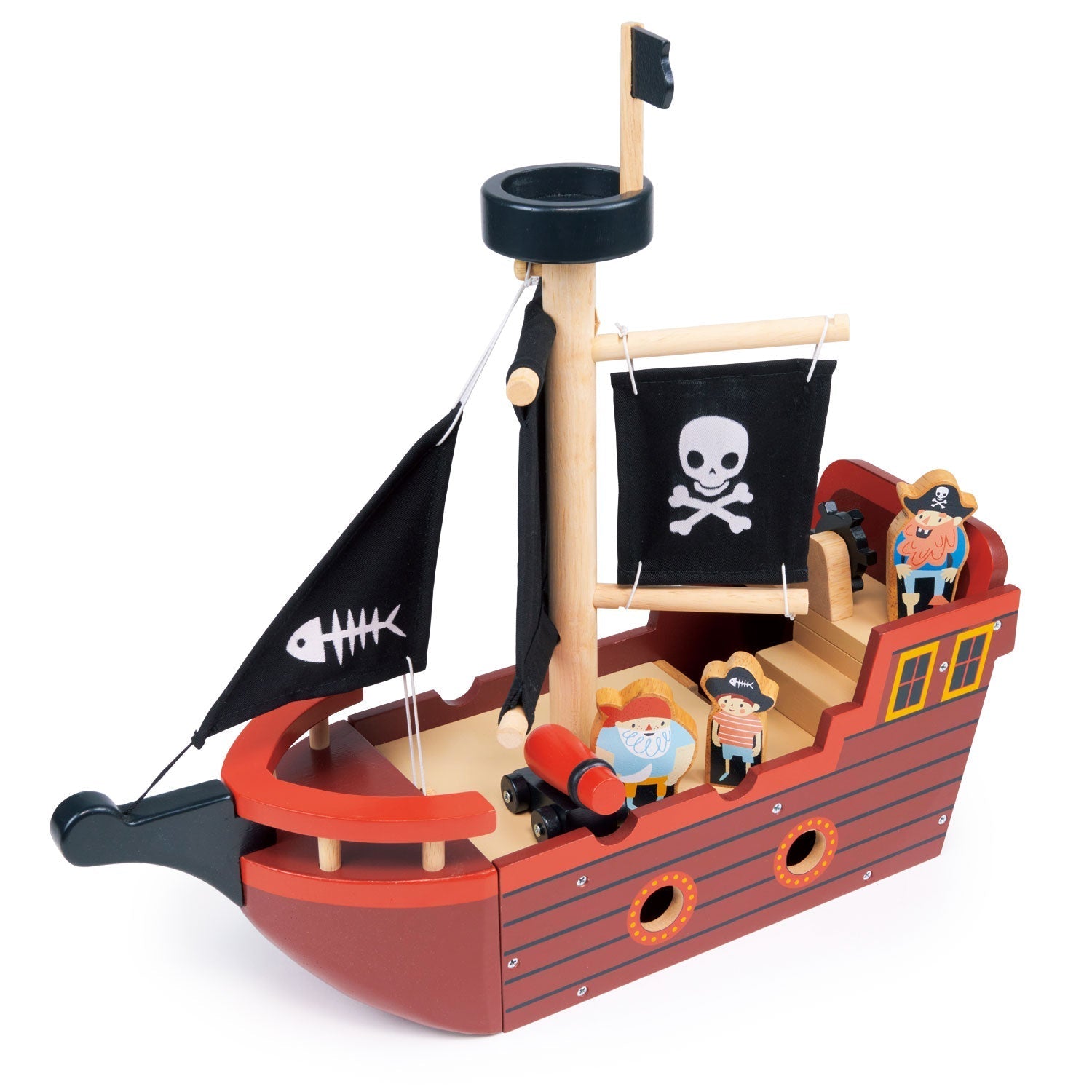 Wooden Fishbones Pirate Ship Playset - Baby&More