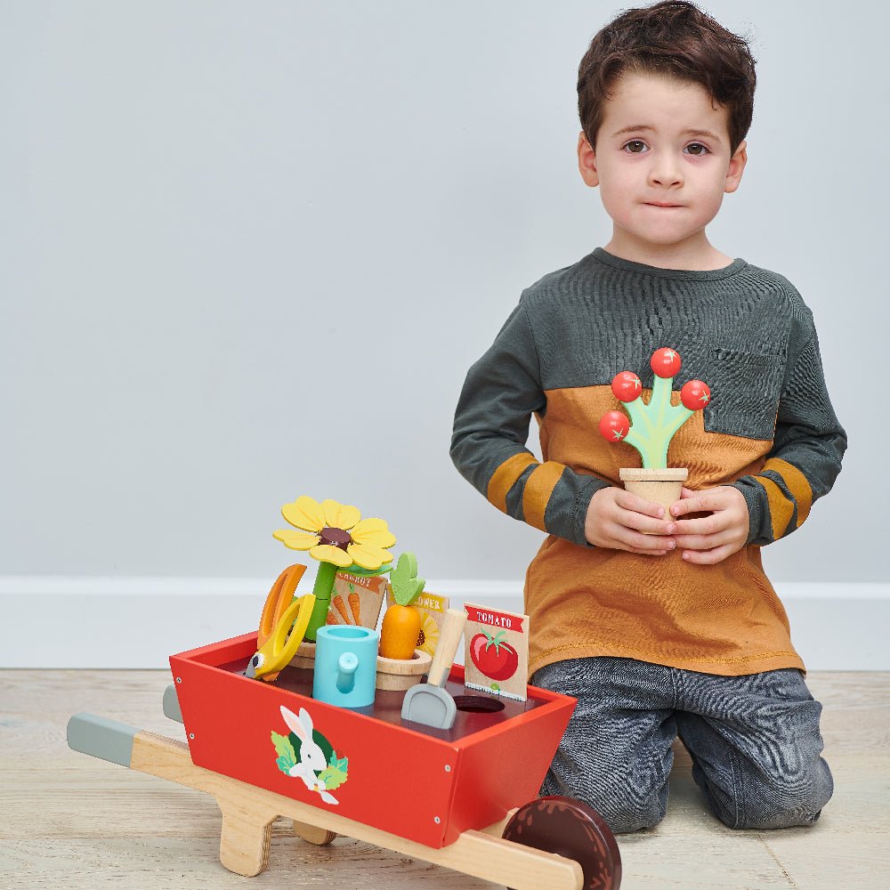 Wooden Garden Wheelbarrow Set with Plants & Tools - Baby&More