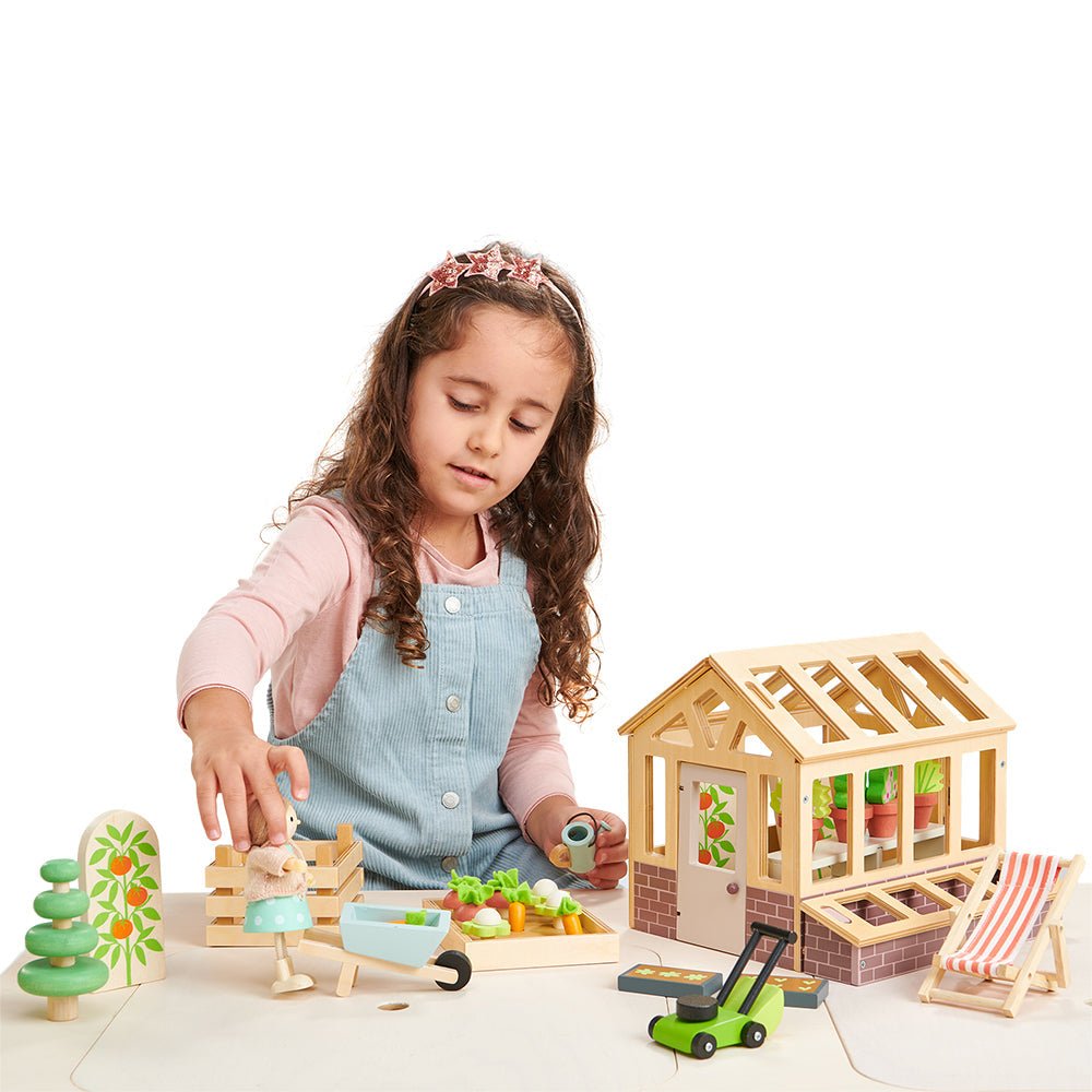 Wooden Greenhouse & Garden Playset / Dolls House Add On - Baby&More