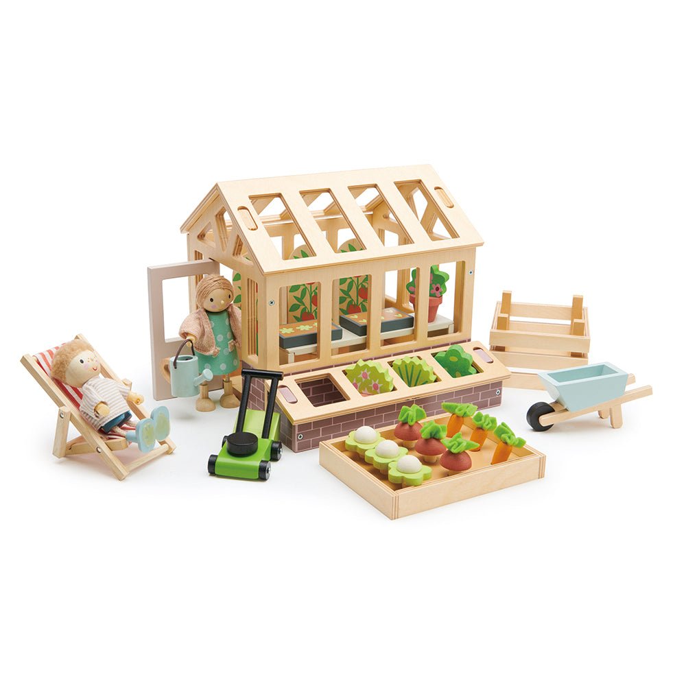 Wooden Greenhouse & Garden Playset / Dolls House Add On - Baby&More