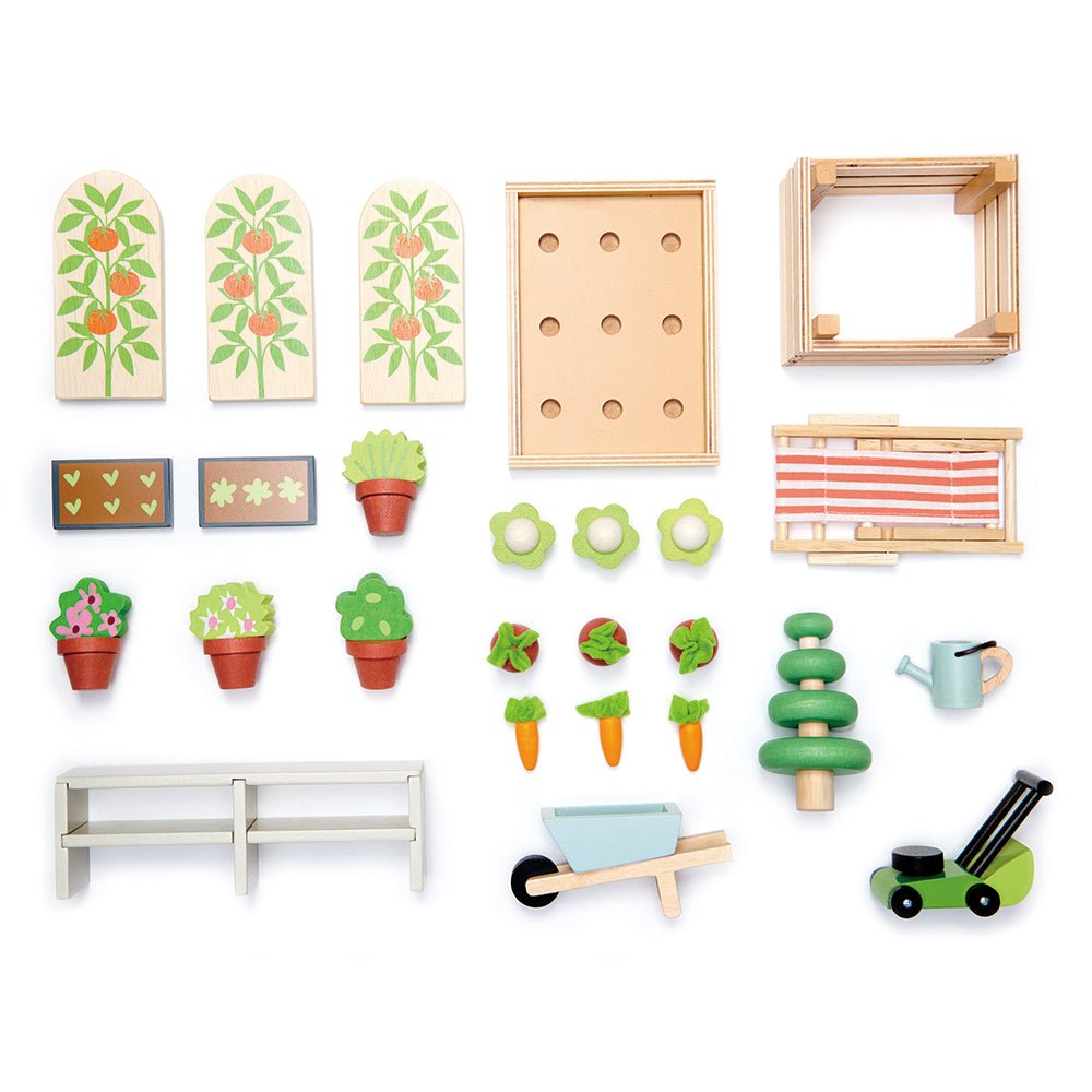Wooden Greenhouse & Garden Playset / Dolls House Add On - Baby&More