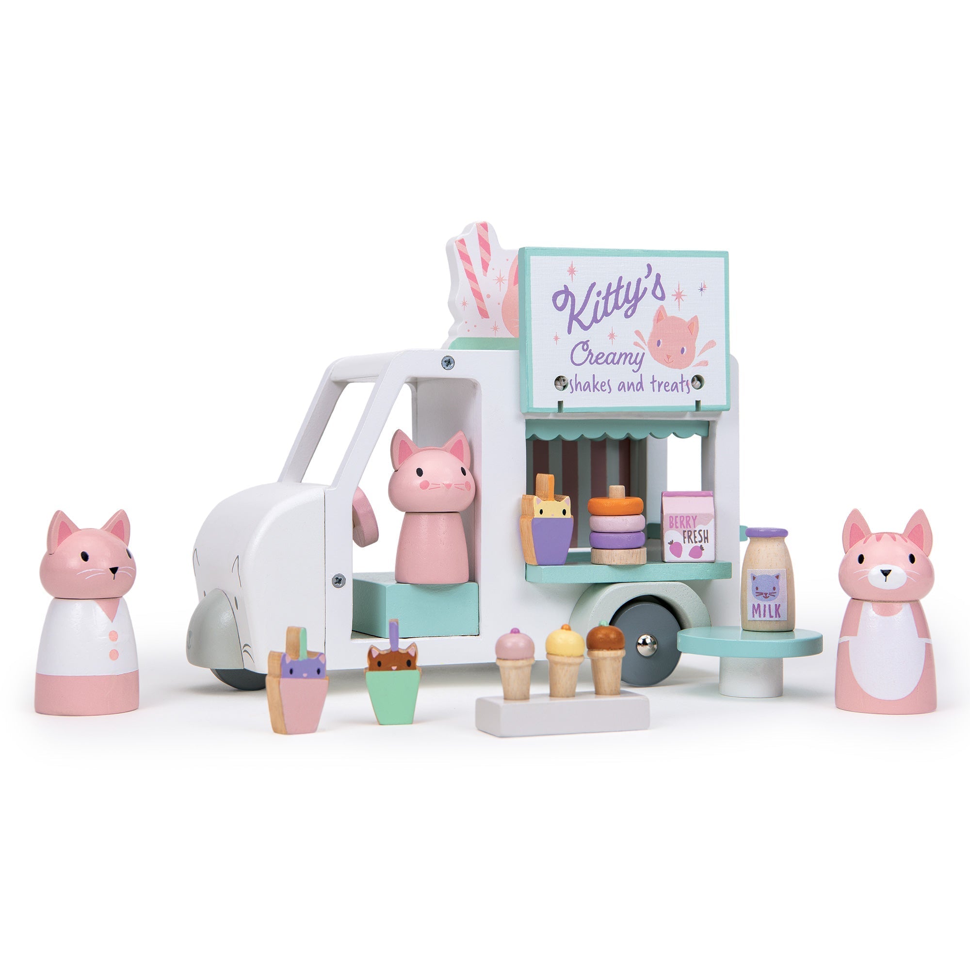 Wooden Kitty's Milkshake Van Playset - Baby&More