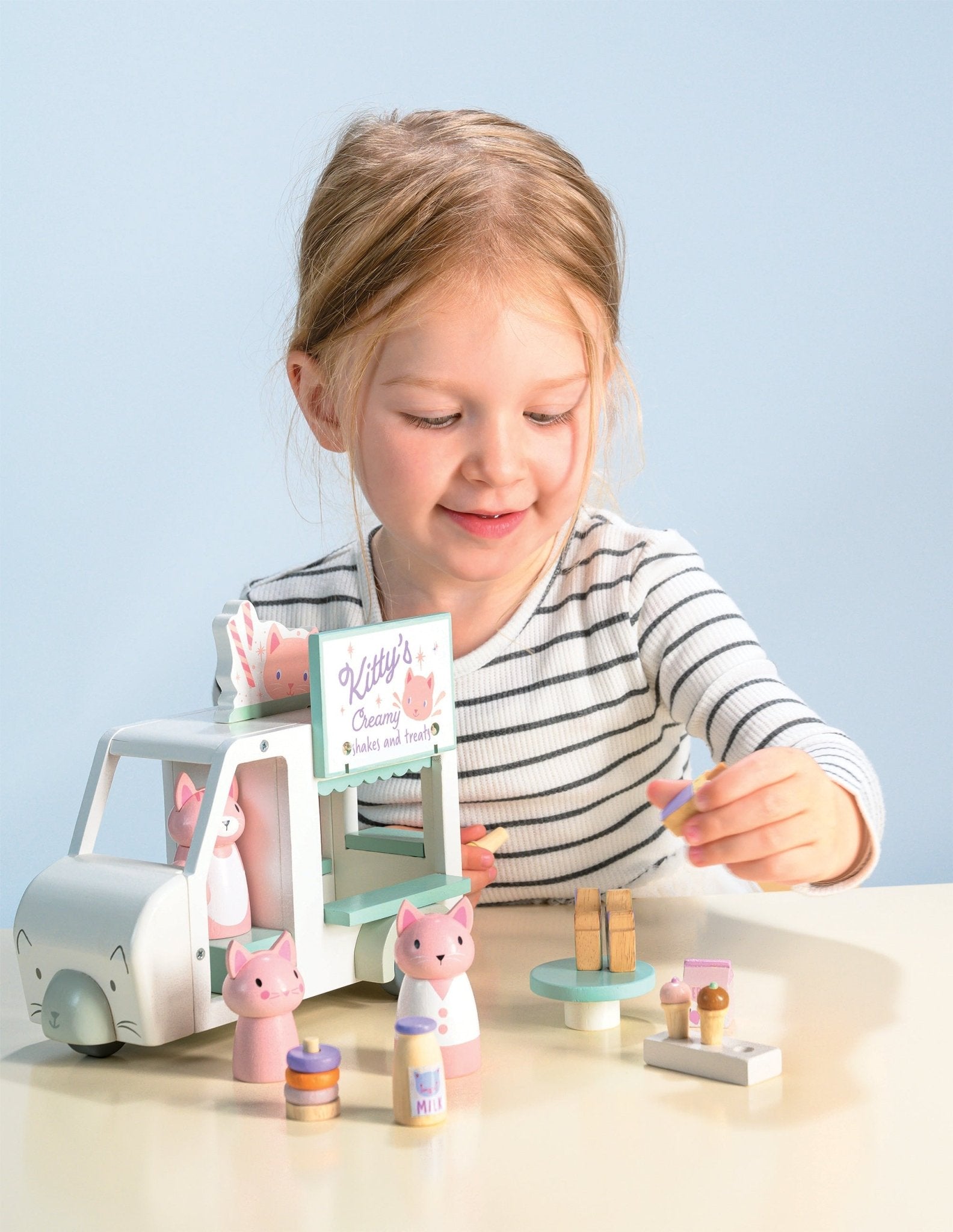 Wooden Kitty's Milkshake Van Playset - Baby&More