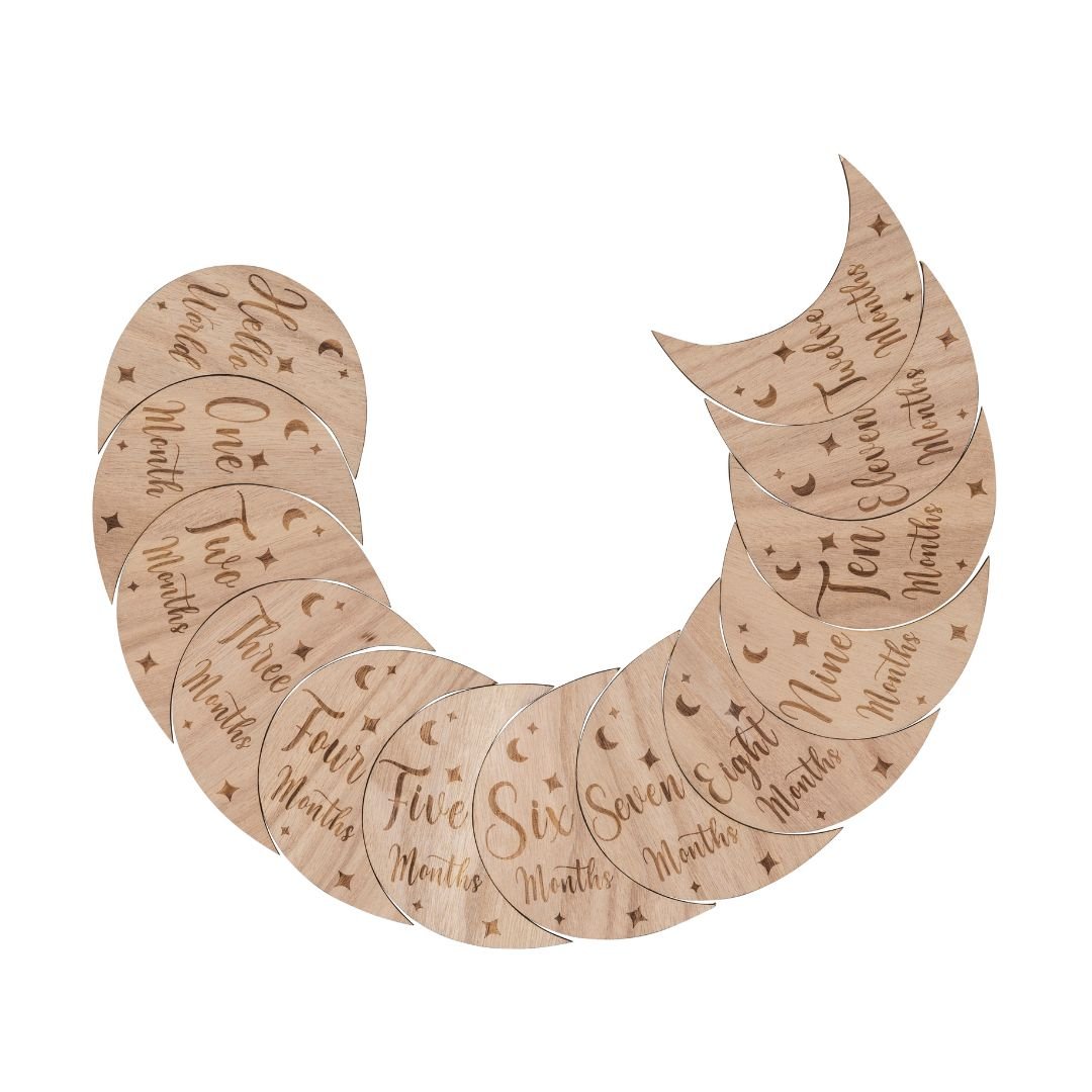 Wooden Month - by - Month Baby Milestone Set - Baby&More