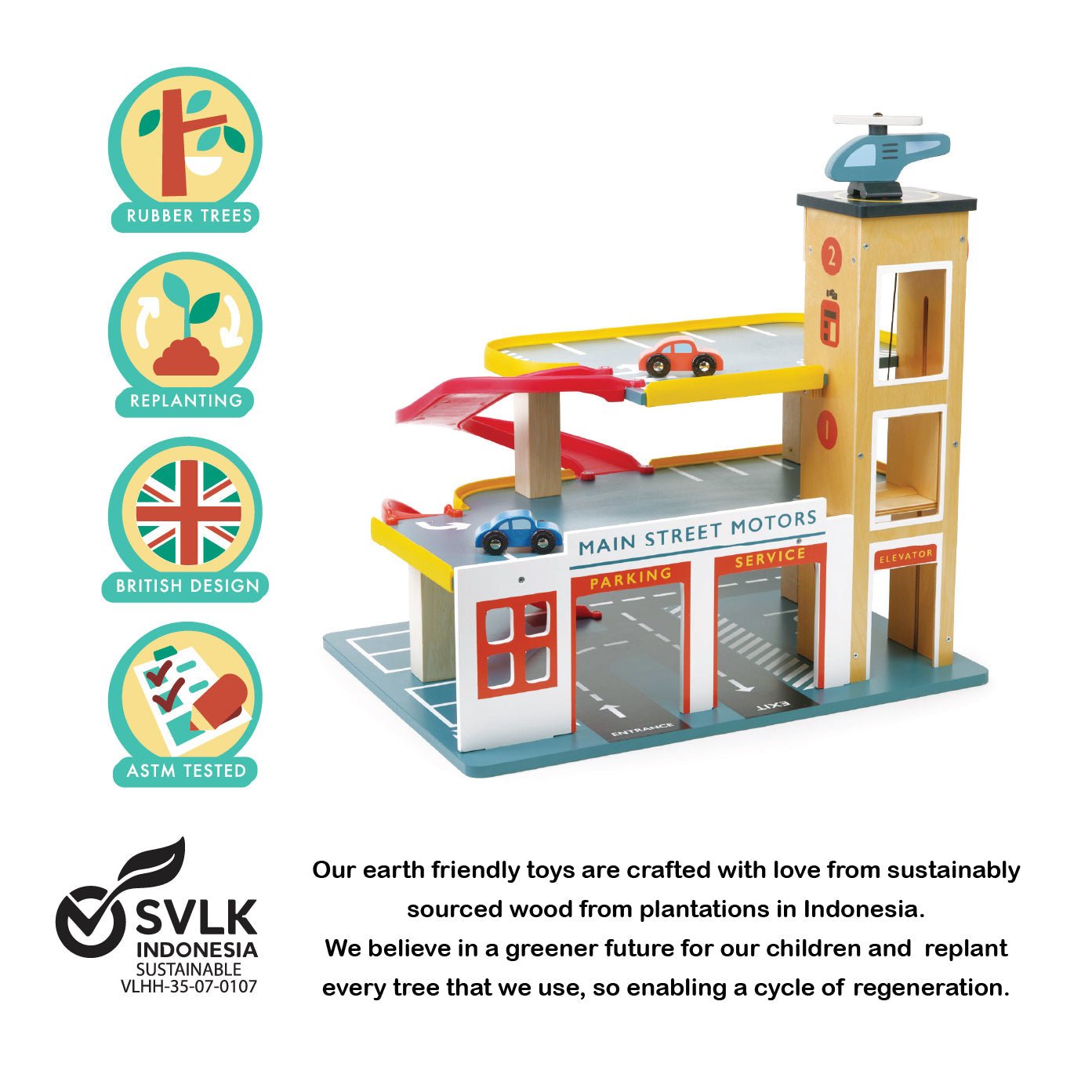 Wooden Multi Level Garage with Lift Playset - Baby&More