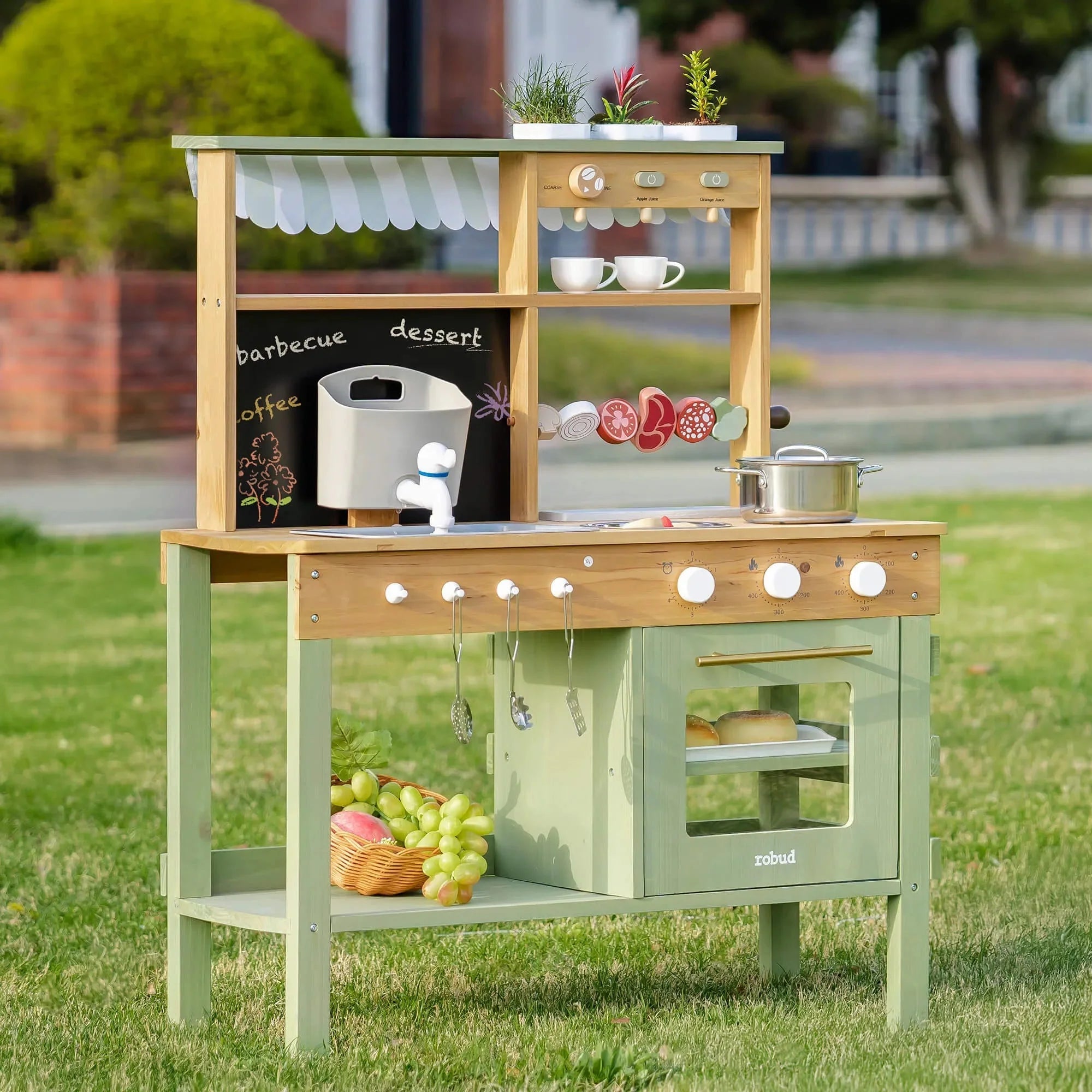 Wooden Outdoor Mud Play Kitchen – Green - Baby&More