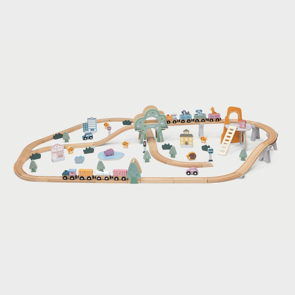 Wooden Train Set with Animals, Trees & Buildings - Baby&More