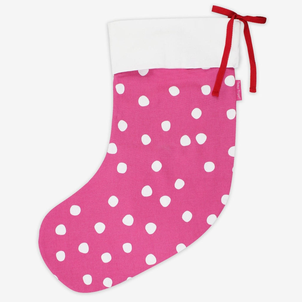 Organic Pink Snow Dot Christmas Stocking