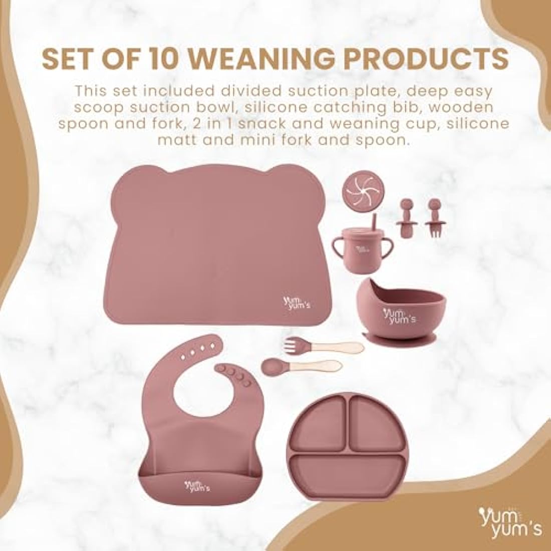 Yum Yum's Baby Weaning Set - 10 Pcs - Pink - Baby&More