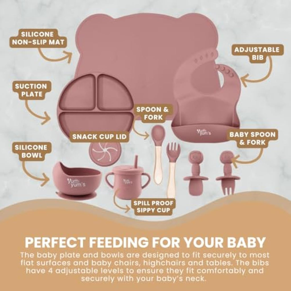 Yum Yum's Baby Weaning Set - 10 Pcs - Pink - Baby&More