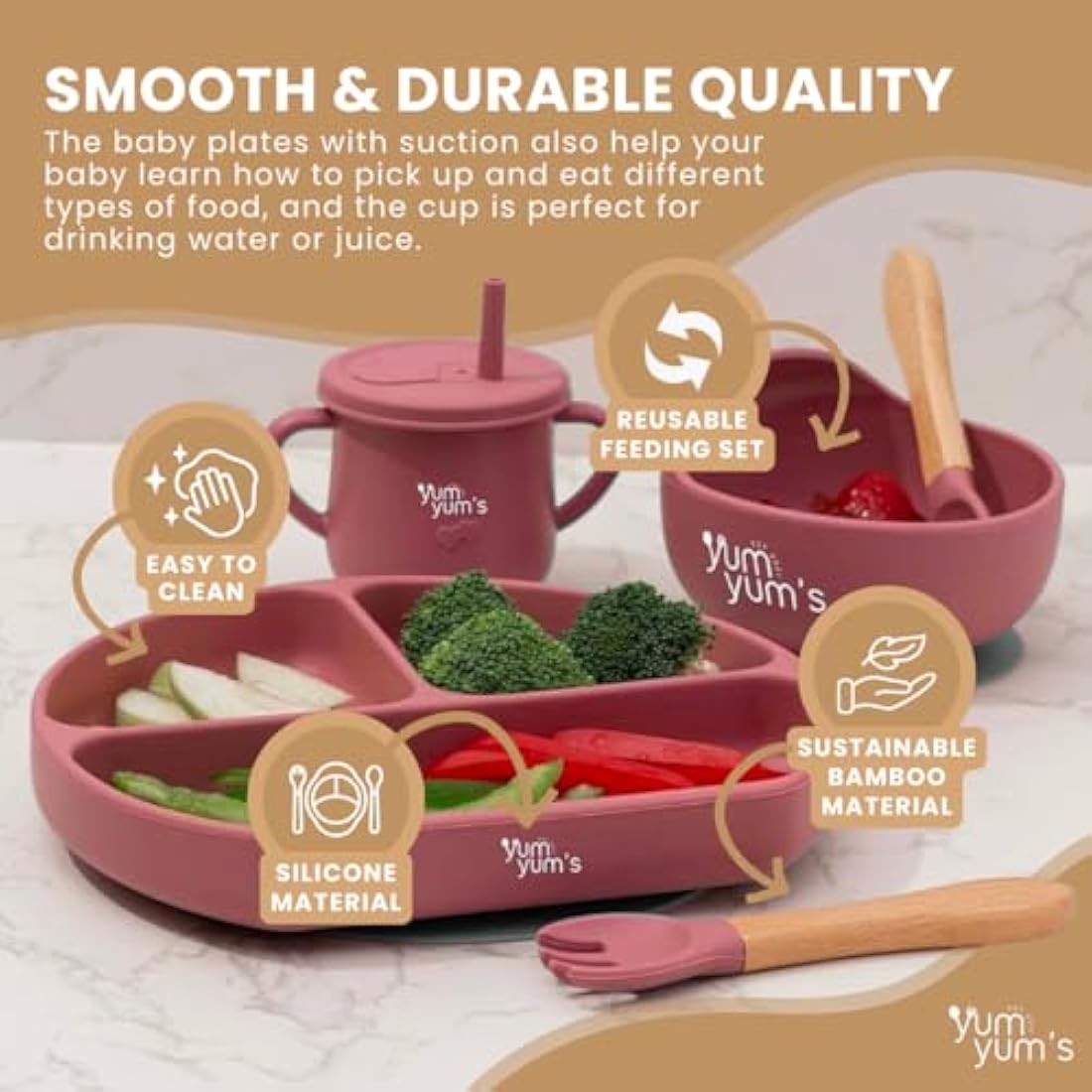 Yum Yum's Baby Weaning Set - 10 Pcs - Pink - Baby&More