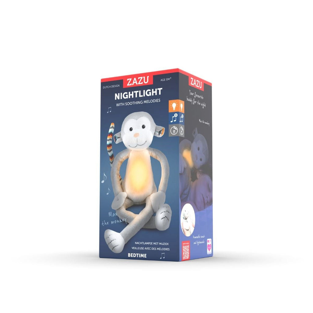 ZAZU Max the Monkey Soft Toy Nightlight with Melodies & Glow - Baby&More